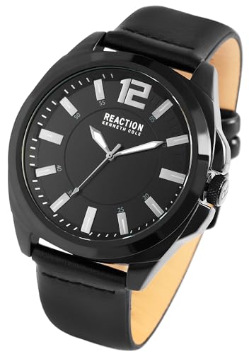 Excellanc Kenneth Cole Reaction Design Mode Herren Armband Uhr Schwarz Blau Analog Leder Imitat 3 ATM Bar Quarz Männer 9RK50344005 von Excellanc