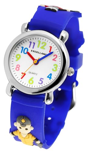 Excellanc Kinder Armband Uhr Weiß Blau Klemptner Handwerker Motiv Lernuhr Jungen Mädchen Kids 94500030002 von Excellanc