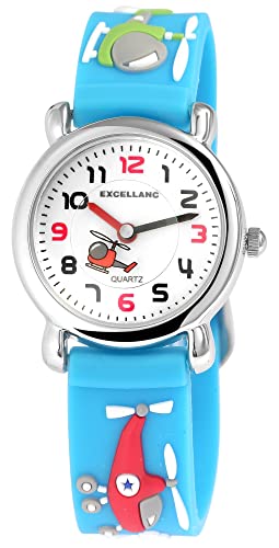 Excellanc Kinder-Uhr Armbanduhr Silikon Hubschrauber Analog Quarz 4500018 (blau) von Excellanc