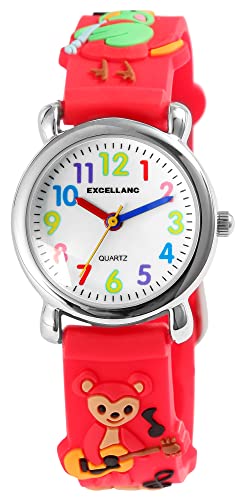 Excellanc Kinder-Uhr Silikon Junge Mädchen Auto Lernuhr Analog Quarz 4500034 (rot) von Excellanc