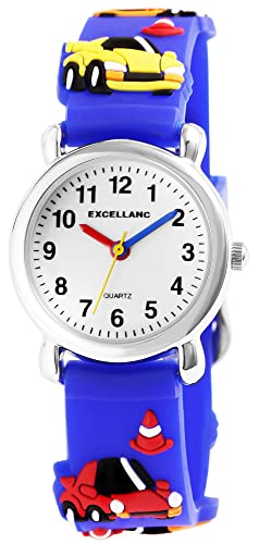 Excellanc Kinder-Uhr Silikon Junge Mädchen Auto Lernuhr Analog Quarz 4500036 (blau) von Excellanc