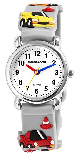 Excellanc Kinder-Uhr Silikon Junge Mädchen Auto Lernuhr Analog Quarz 4500036 (grau) von Excellanc