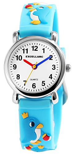 Excellanc Kinder-Uhr Silikon Junge Mädchen Musik Pinguine Lernuhr Analog Quarz 4500037 (blau) von Excellanc