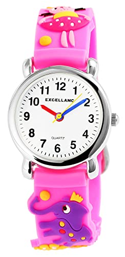 Excellanc Kinderuhr Mädchen Armbanduhr Kinder Analog – Kinder Uhr Kinderarmbanduhr ab 3 Jahre Kids Watch (Traktor,Dino,etc) (Pink/Figuren) von Excellanc