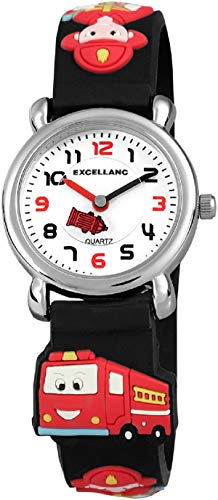 Excellanc Kinder-Uhr Silikonarmband Dornschließe Analog Quarz 4500017 (schwarz) von Excellanc