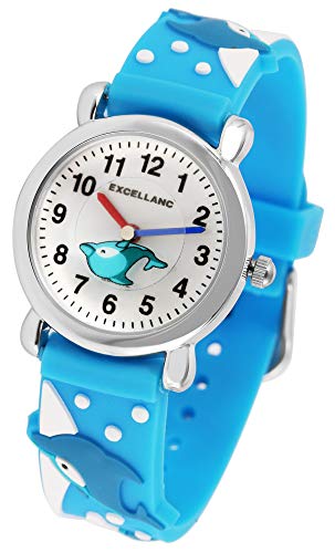 Excellanc Kinder-Uhr Silikonarmband Dornschließe Lernuhr Analog Quarz 4500021 von Excellanc