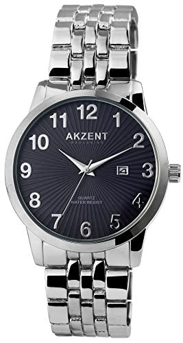 Excellanc Klassische Akzent Herren Armband Uhr Blau Silber Analog Datum Metall Quarz 92800070005 von Excellanc