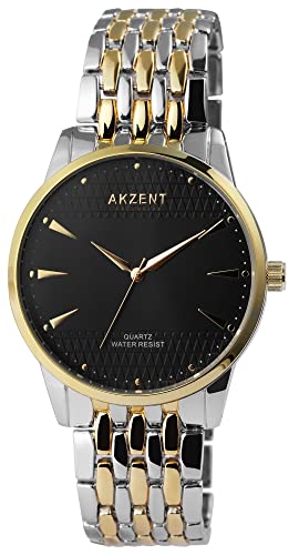 Excellanc Klassische Akzent Herren Armband Uhr Schwarz Silber Gold Analog Metall 3ATM 92800069003 von Excellanc