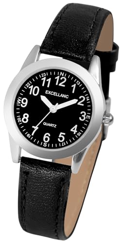 Excellanc Klassische Basic Damen Armband Uhr Schwarz Analog Kunst Leder Quarz Frauen 91900289005 von Excellanc