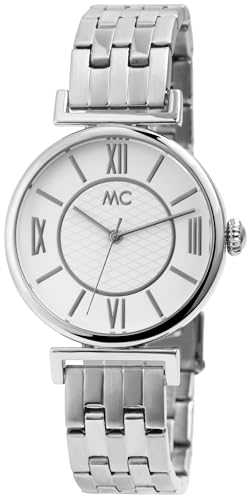 Excellanc Klassische MC Timetrend Germany Damen Armband Uhr Weiß Silber Metall Analog Römische Ziffern 5ATM Quarz Frauen 951820 von Excellanc