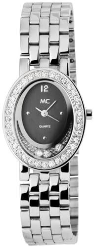 Excellanc MC Timetrend Germany Damen Armband Uhr Anthrazit Silber Strass Kristalle Analog Metall 9MA016874125 von Excellanc