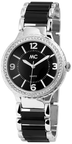 Excellanc MC Timetrend Germany Damen Armband Uhr Schwarz Silber Strass Analog Metall 927601 von Excellanc