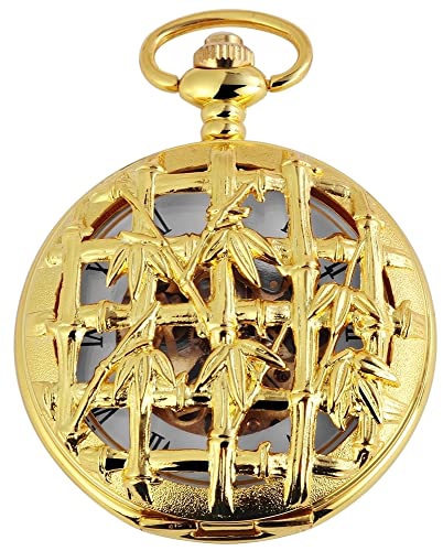 Excellanc Mechanische Taschenuhr Handaufzug + Kette Clip Weiß Gold Sprungdeckel Analog 9485602000003 von Excellanc