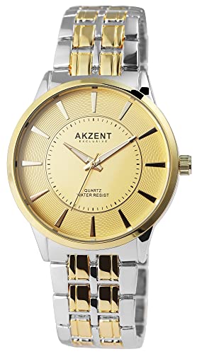 Excellanc Mode Akzent Herren Armband Uhr Gold Silber Analog Metall Quarz 92800068002 von Excellanc