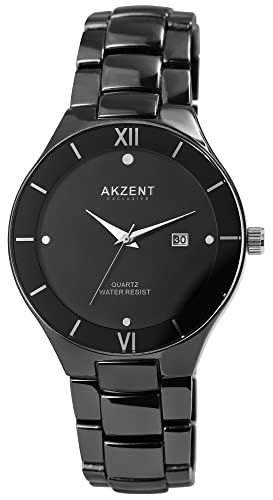 Excellanc Mode Akzent Herren Armband Uhr Schwarz Analog Datum Metall Quarz 92800073005 von Excellanc