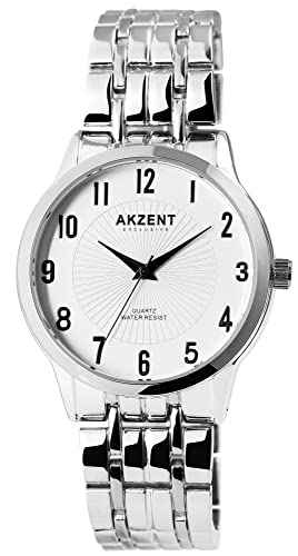 Excellanc Mode Akzent Herren Armband Uhr Weiß Silber Analog Metall Quarz 92800071001 von Excellanc