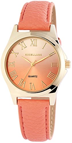 Excellanc Mode Damen Armband Uhr Rosa Gold Analog Kunst Leder Quarz 9193005800426 von Excellanc