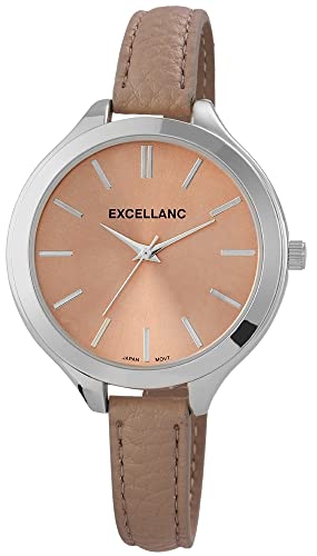 Excellanc Mode Design Damen Armband Uhr Beige Analog Leder Imitat Quarz 9195027500182 von Excellanc