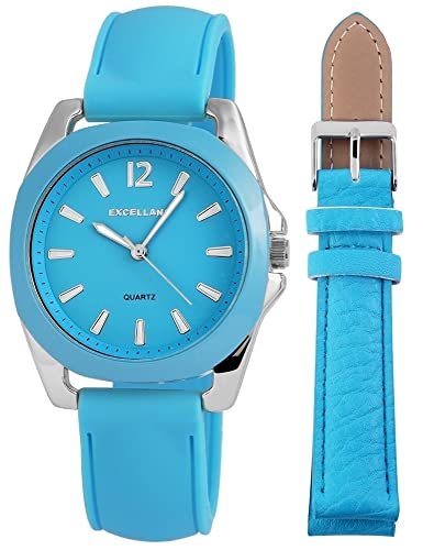 Excellanc Modische Damen Armband Uhr Blau Analog Silikon Quarz 9195023000186 von Excellanc