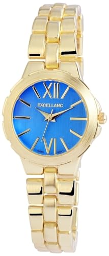 Excellanc Modische Damen Armband Uhr Blau Gold Analog Metall Frauen Quarz 9180503000031 von Excellanc