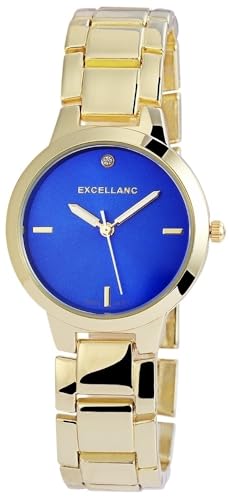 Excellanc Modische Damen Armband Uhr Blau Gold Analog Metall Frauen Quarz 9180503000032 von Excellanc