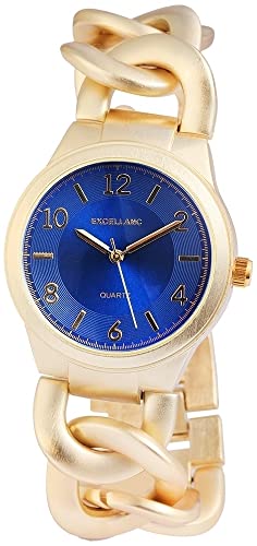 Excellanc Modische Damen Armband Uhr Blau Gold Analog Metall Kettenarmband Quarz 9152803000022 von Excellanc