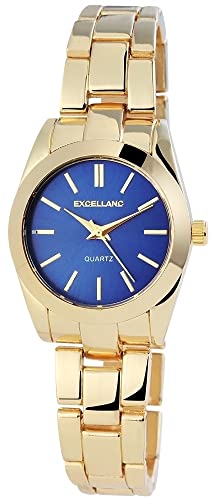 Excellanc Modische Damen Armband Uhr Blau Gold Analog Metall Quarz 9152103000109 von Excellanc