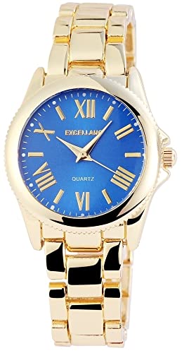 Excellanc Modische Damen Armband Uhr Blau Gold Analog Metall Quarz 9180303000033 von Excellanc