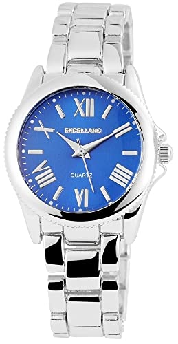 Excellanc Modische Damen Armband Uhr Blau Silber Analog Metall Quarz 9180323000033 von Excellanc