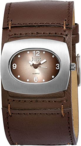 Excellanc Modische Damen Armband Uhr Braun Silber Analog Echt Leder Quarz 9JU10132002 von Excellanc