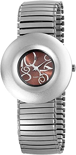 Excellanc Modische Damen Armband Uhr Braun Silber Zugband Stretch Quarz 9172427000036 von Excellanc