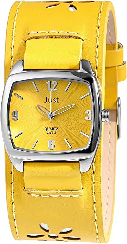 Excellanc Modische Damen Armband Uhr Gelb Blumen Muster Echt Leder Analog Quarz 3ATM Fashion 9JU10043005 von Excellanc