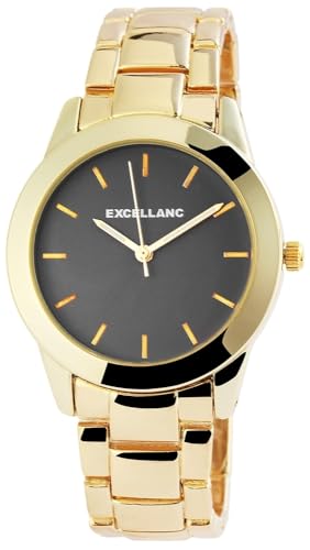 Excellanc Modische Damen Armband Uhr Grau Gold Analog Metall Frauen Quarz 9151003000008 von Excellanc