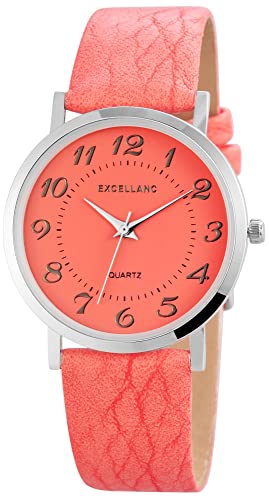 Excellanc Modische Damen Armband Uhr Orange Analog Kunst Leder Quarz 9195025800180 von Excellanc