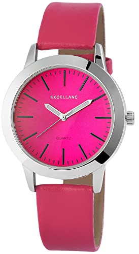 Excellanc Modische Damen Armband Uhr Pink Analog Kunst Leder Quarz 9195025000173 von Excellanc