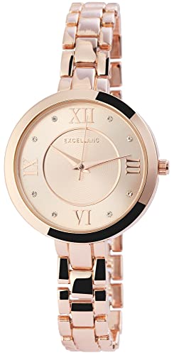 Excellanc Modische Damen Armband Uhr Roségold Strass Kristalle Analog Metall Frauen Quarz 91800070003 von Excellanc