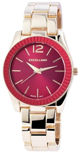 Excellanc Modische Damen Armband Uhr Rot Gold Analog Metall Frauen Quarz 9180605000011 von Excellanc