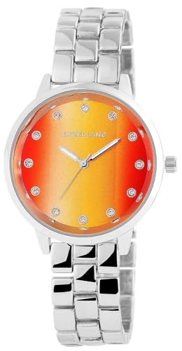 Excellanc Modische Damen Armband Uhr Rot Orange Silber Strass Kristalle Analog Metall Frauen Quarz 9180824500007 von Excellanc