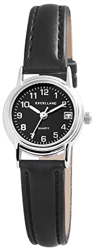 Excellanc Modische Damen Armband Uhr Schwarz Analog Datum Kunst Leder Quarz 9197021000002 von Excellanc