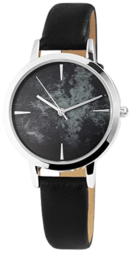 Excellanc Modische Damen Armband Uhr Schwarz Design Muster Analog Kunst Leder Quarz 91900111004 von Excellanc