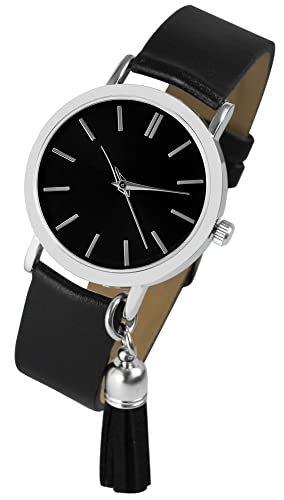 Excellanc Modische Damen Armband Uhr Schwarz Kordel Analog Kunst Leder Quarz 91900297001 von Excellanc