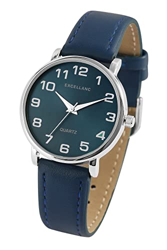 Excellanc Modische Damen Armbanduhr Blau Analog Leder Imitat Quarz Frauen 91900274005 von Excellanc
