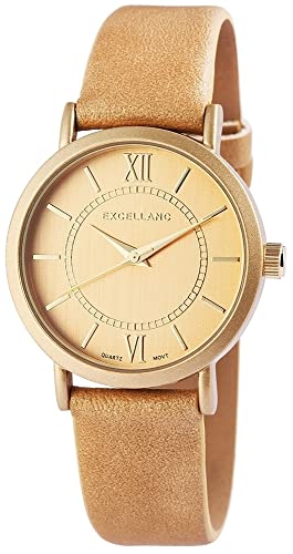 Excellanc Modische Damen Design Armband Uhr Gold Analog Kunst Leder Quarz 9195004000237 von Excellanc