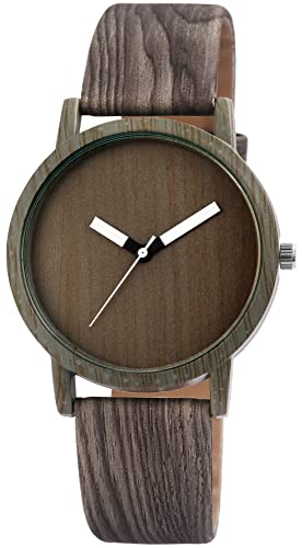 Excellanc Modische Damenuhr Braun Holz Optik Design Analog Kunst Leder Band Quarz 92900075002 von Excellanc