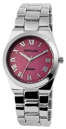 Excellanc Modische Damenuhr Pink Silber Römische Ziffern Analog Metall Frauen Quarz 9180625500004 von Excellanc