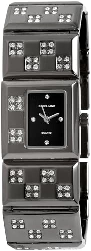 Excellanc Modische Damenuhr Schwarz Strass Kristalle Analog Metall Frauen Quarz 9152871000010 von Excellanc