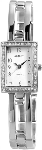 Excellanc Modische Damenuhr Weiß Silber Strass Kristalle Analog Metall Frauen Quarz 9SS7822000003 von Excellanc