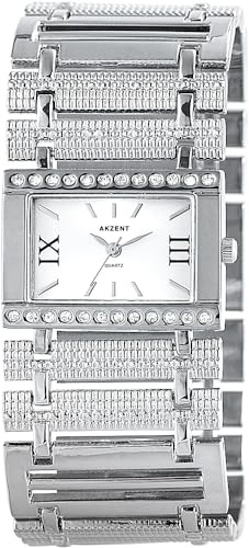 Excellanc Modische Damenuhr Weiß Silber Strass Kristalle Analog Metall Frauen Quarz 9SS7822500004 von Excellanc