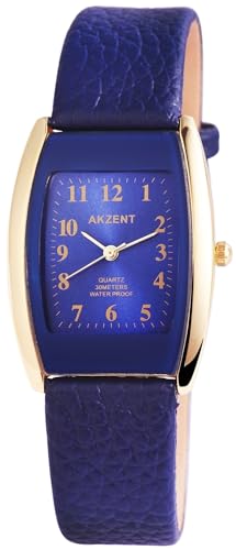 Excellanc Modische Design Damen Armband Uhr Blau Gold Analog Kunst Leder 3ATM Quarz 91900043003 von Excellanc