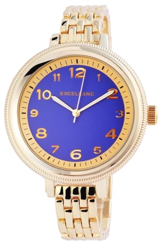 Excellanc Modische Design Damen Armband Uhr Blau Gold Analog Metall Quarz 9151003000003 von Excellanc
